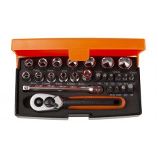 Bahco 25 Piece Socket Set, 1/4 in Hexagon Drive