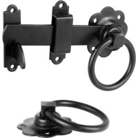 Perry 6" Ornamental Ring Gate Latch - Black - Pre-packed