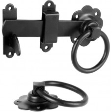 Perry 6" Ornamental Ring Gate Latch - Black - Pre-packed